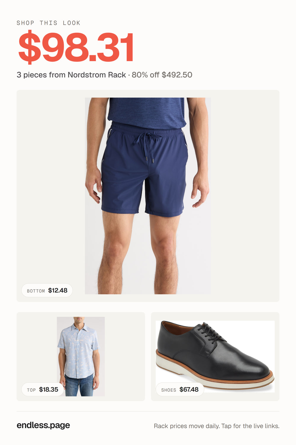 Men's blue outfit under $100 · 3 pieces from Nordstrom Rack