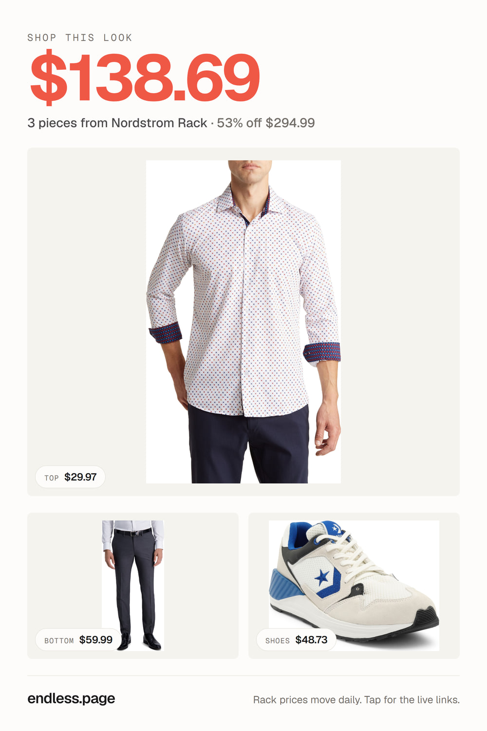 Men's outfit under $150 · 3 pieces from Nordstrom Rack
