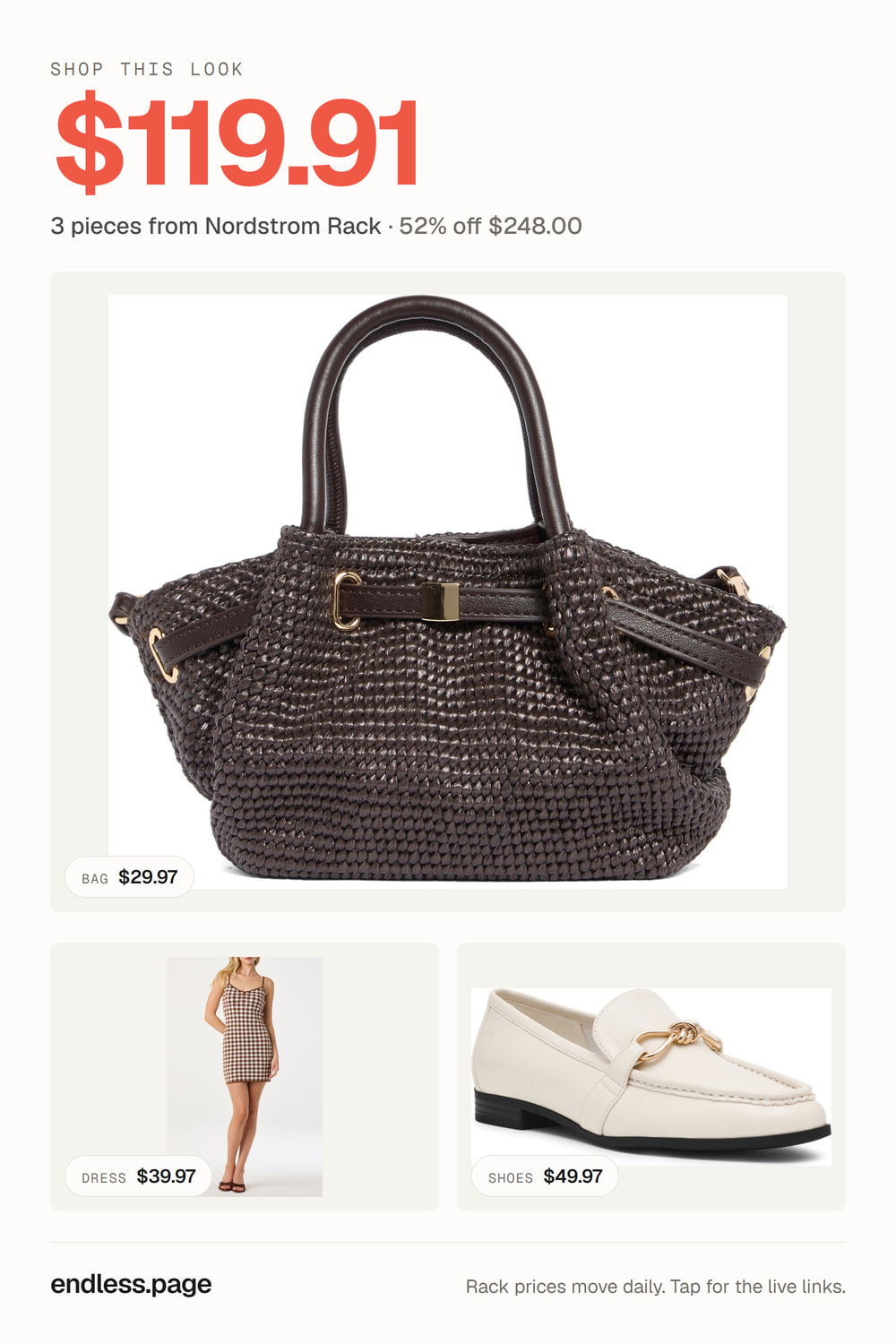 Women's brown outfit under $150 · 3 pieces from Nordstrom Rack